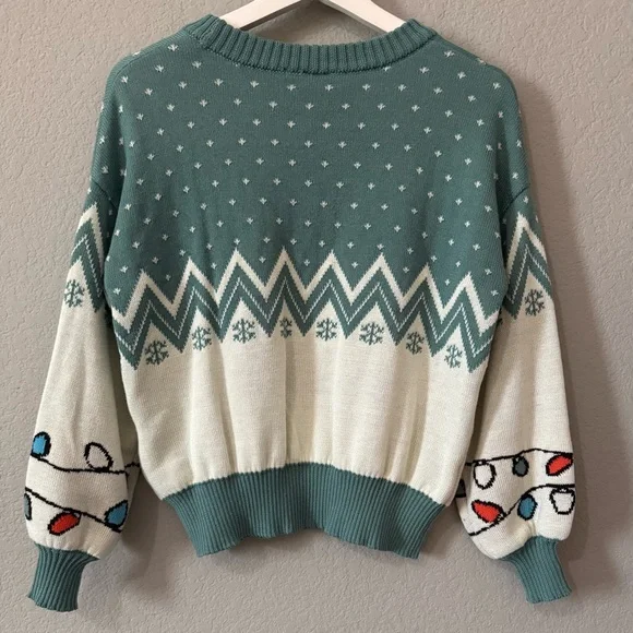 Festive Green and Red Women's Sweater - Picture 2 of 11